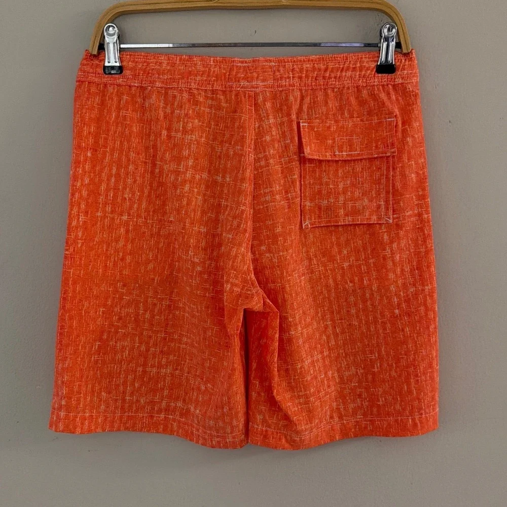 Psycho Bunny Youth Men Orange Crosshatch Swim Trunks Shorts Sz‎ 14/16 Drawstring